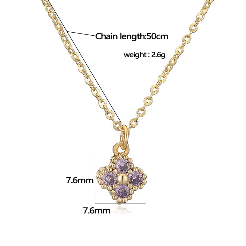 Copper 18K Gold-plated CZ Stone Exquisite And Compact Flower Shaped Women's Necklace Collarbone Chain