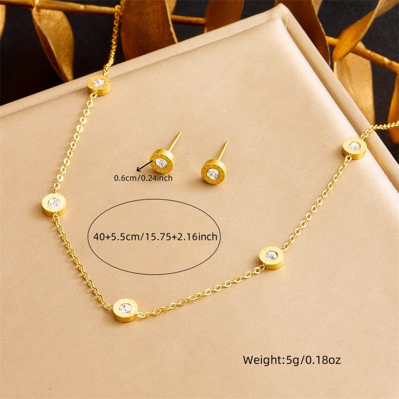 316L Stainless Steel Pearl Butterfly Flower Golden Necklace Earrings For Womens 2026 New Party Gift Fashion Jewelry Set