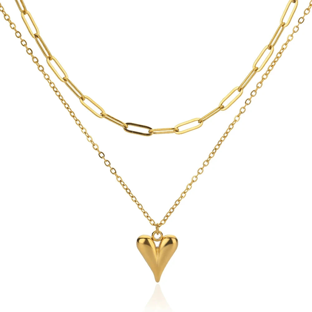 Heart Necklaces For Women Stainless Steel Gold Color Evil Eye Pendant Chain Choker Necklace Wedding Jewerly Gift