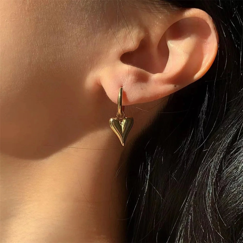 316L Stainless Steel Heart Love Necklace Bracelets Earrings Set For Women New Trendy 18K Gold Plated Waterproof Jewelry