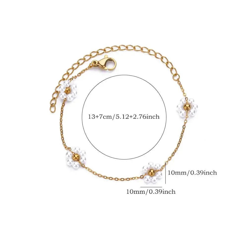 Leixure Supplies Stainless Steel Beaded Round Snake Chain Gold color Bracelets For Women - Jelwery Gifts
