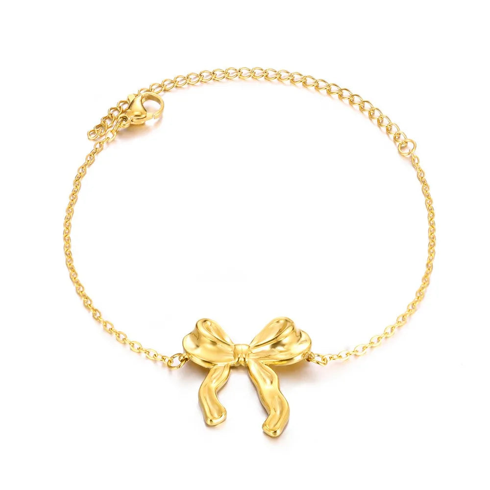 Leixure Supplies Stainless Steel Beaded Round Snake Chain Gold color Bracelets For Women - Jelwery Gifts