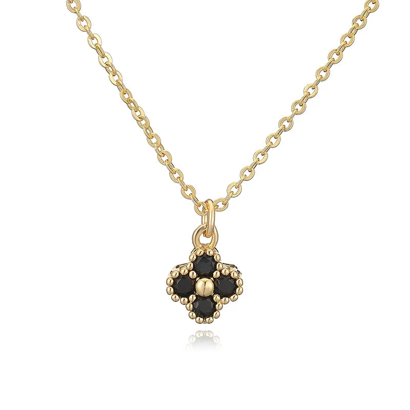 Copper 18K Gold-plated CZ Stone Exquisite And Compact Flower Shaped Women's Necklace Collarbone Chain