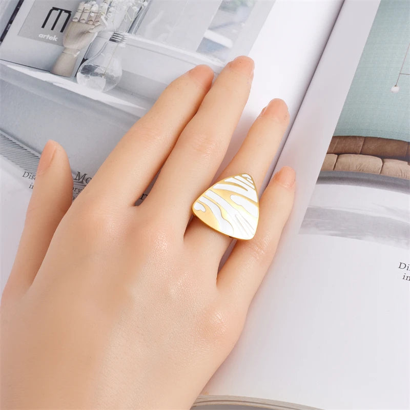 316L Stainless Steel White Tiger Stripe Necklace Earrings Ring Suit For Women Girls New Party Gift Fashion Jewelry Set