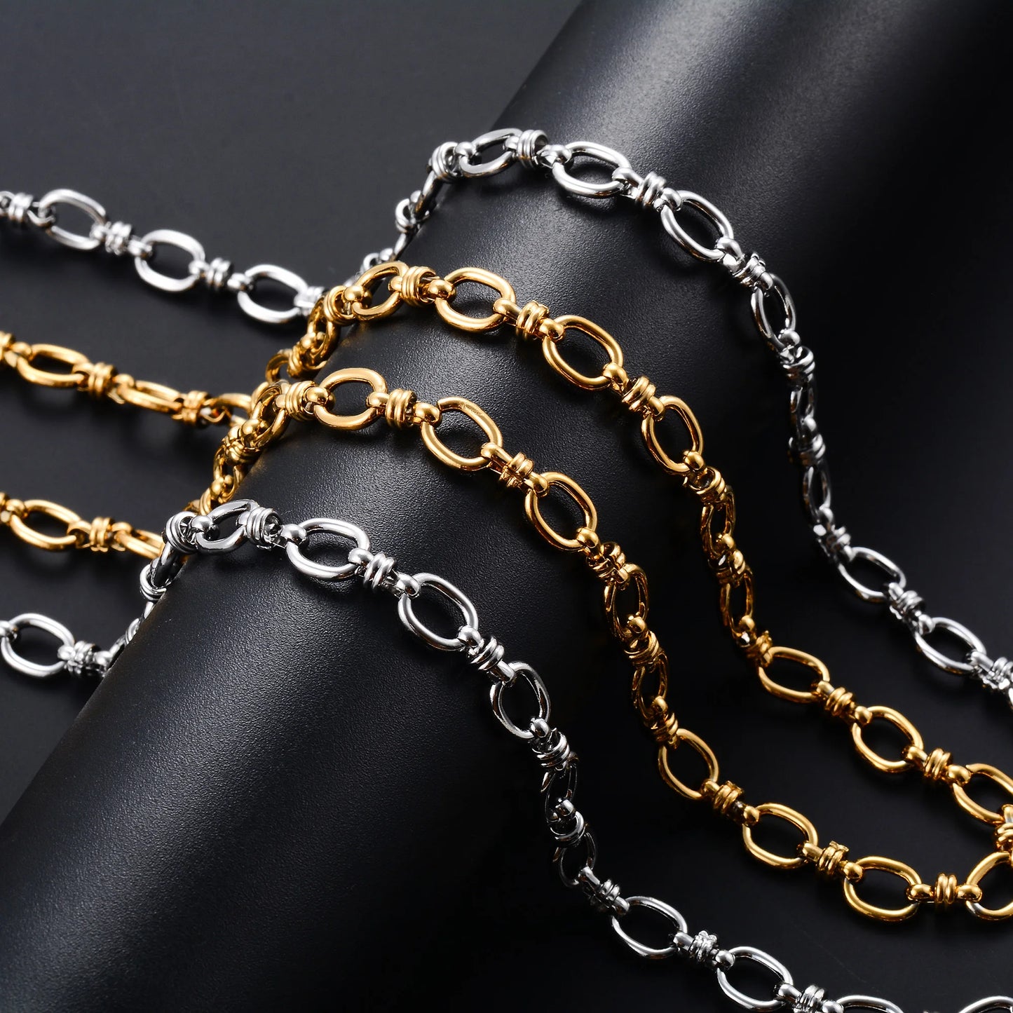 6.5mm Handmade Stainless Steel Link Big Oval Chain Necklace for Women Men Punk Hiphop Boy Chunky Gold Color Choker Metal Jewelry