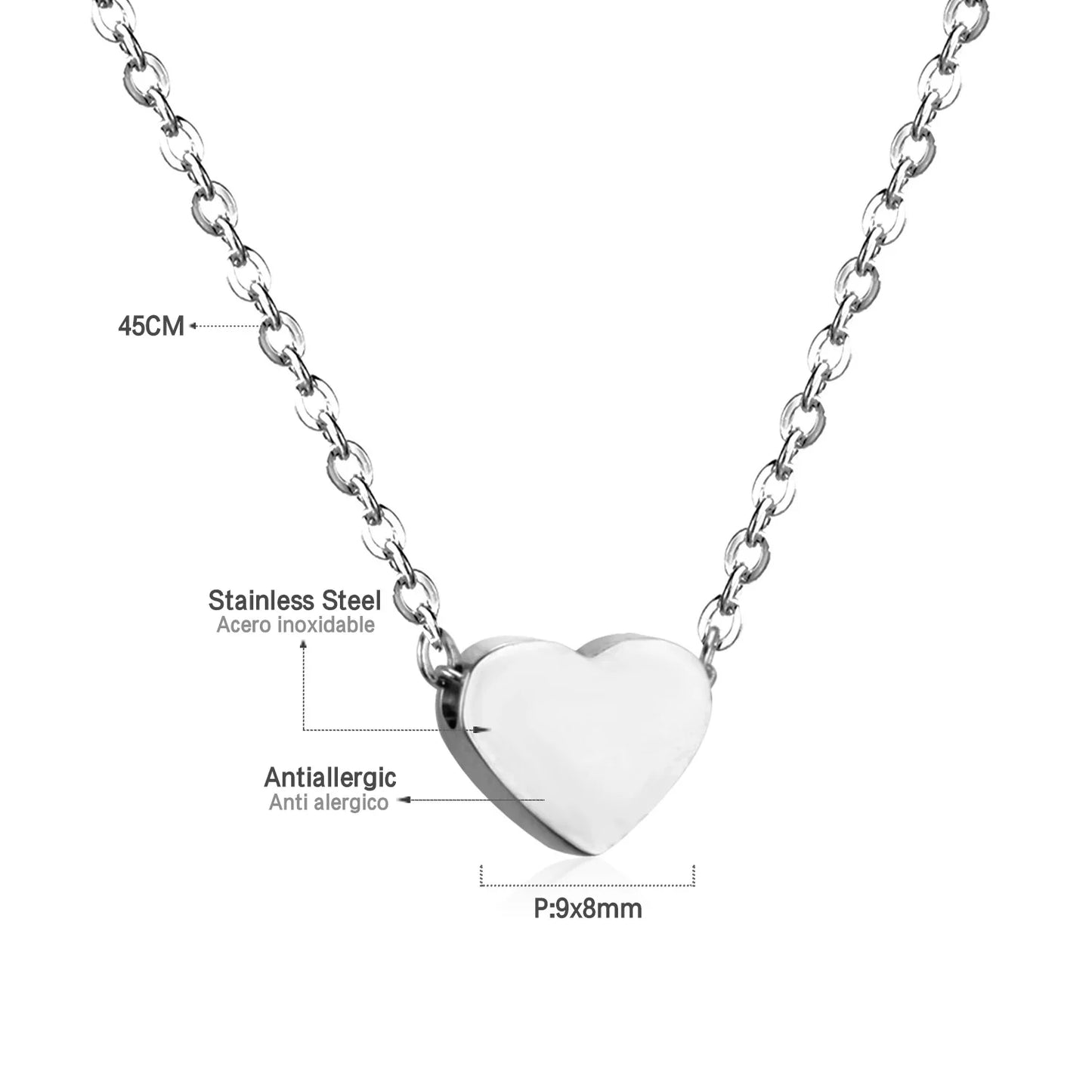 Fashion Collier Simple Heart Girls Pendant Necklace Small Love Shape Stainless Steel Hearts Clavicle Choker Jewelry