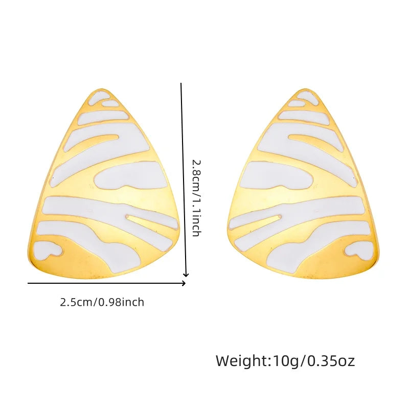 316L Stainless Steel White Tiger Stripe Necklace Earrings Ring Suit For Women Girls New Party Gift Fashion Jewelry Set