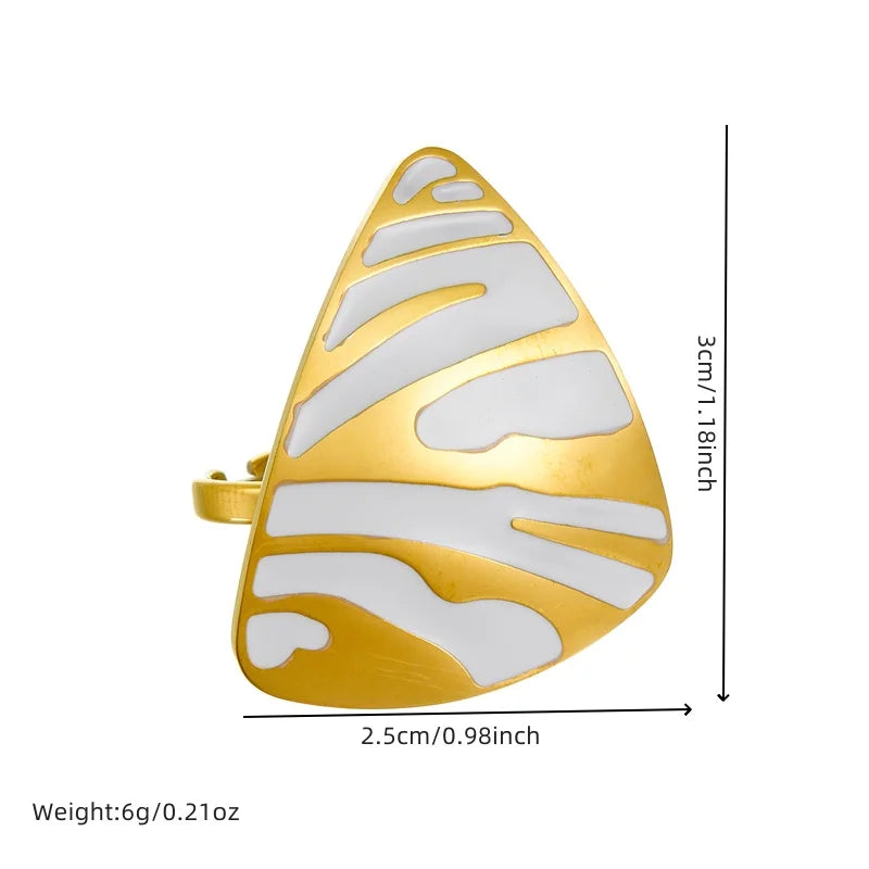 316L Stainless Steel White Tiger Stripe Necklace Earrings Ring Suit For Women Girls New Party Gift Fashion Jewelry Set