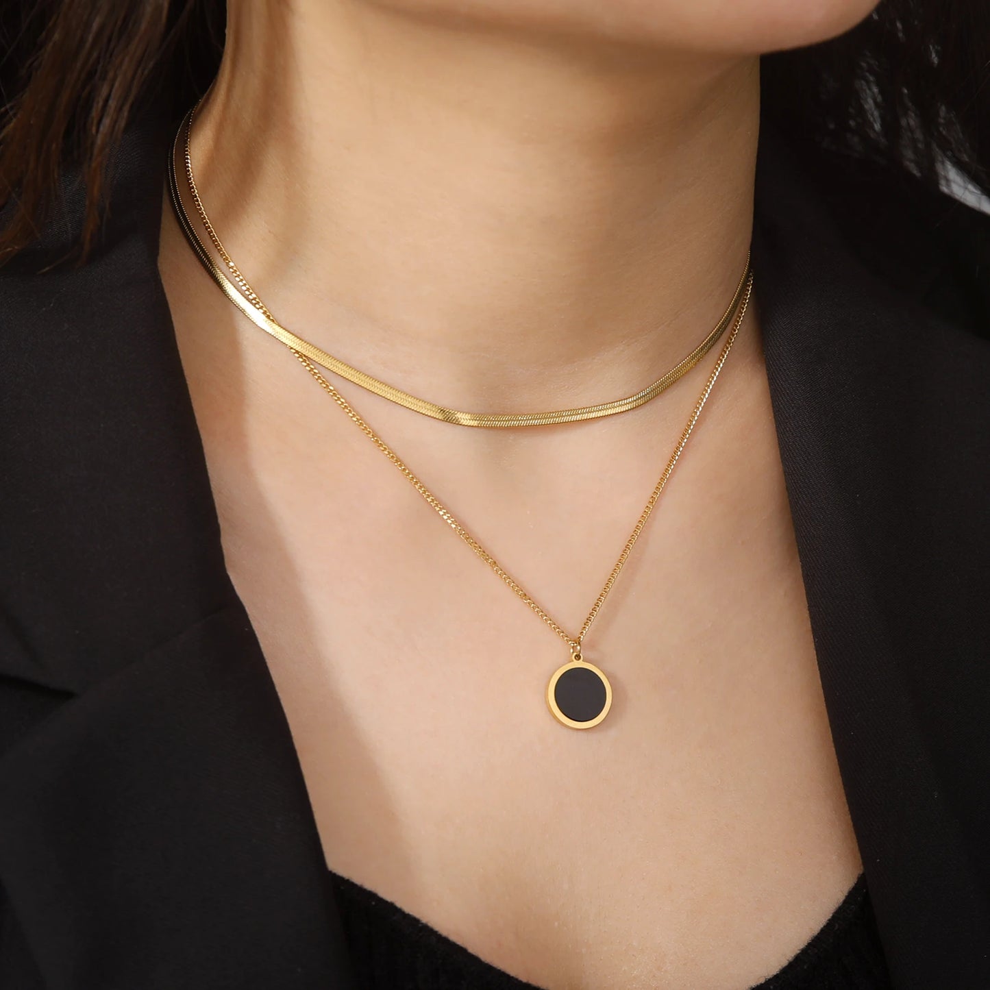 Multilayers Snake Chain Necklace Jewelry for Women Stainless Steel Disc Pendant New in Necklace Mother's Day Gift 2026