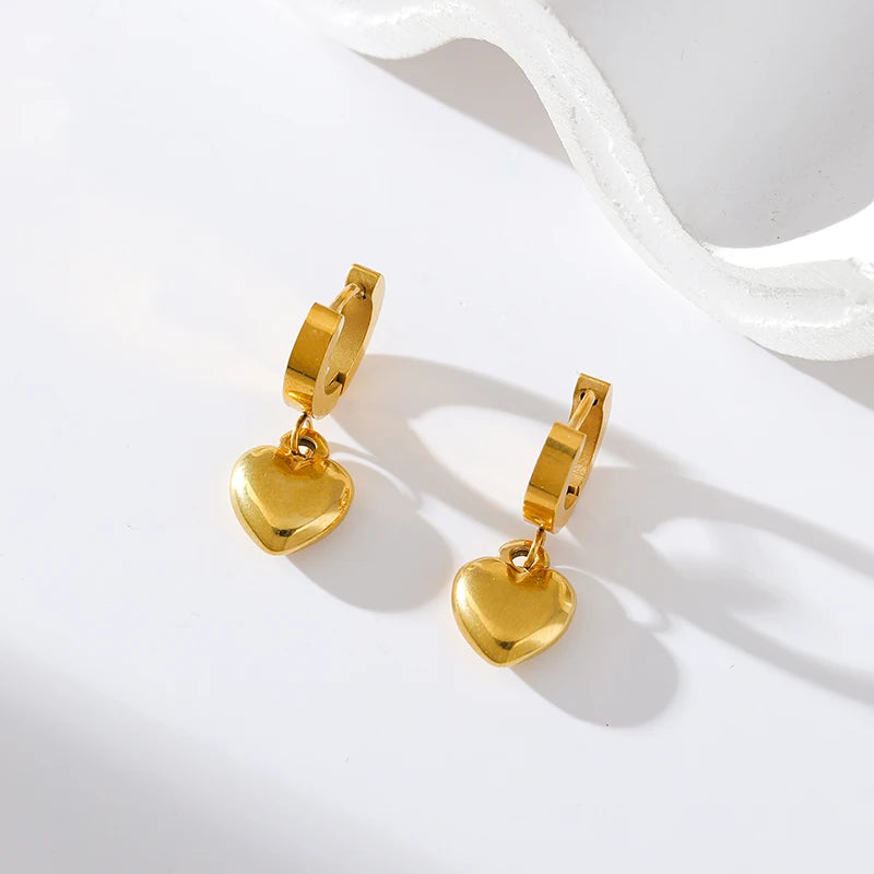 316L Stainless Steel Heart Love Necklace Bracelets Earrings Set For Women New Trendy 18K Gold Plated Waterproof Jewelry